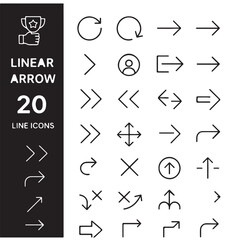 Linear Arrow Line Icons Set of 20 Different Symbols for User Interface and Web Design Elements
