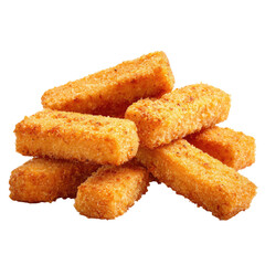 Food Photography of Rectangular Breaded Fish on Transparent Background

