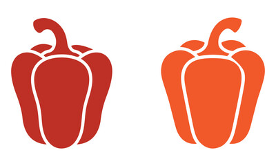 Colorful set vector illustration of red and orange bell pepper. Perfect for food, cooking, or vegetable-themed designs.