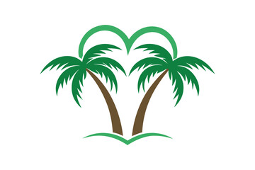 Obraz premium Two palm trees forming a heart shape