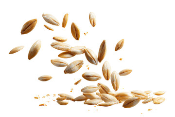  Oat grains falling on a Transparent background PNG