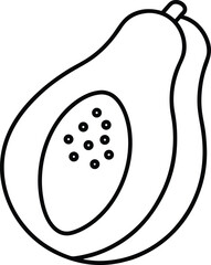 papaya icon outline vector illustration on transparent background