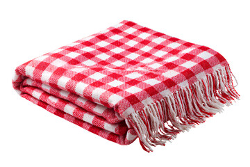  Red and white checkered picnic blanket, isolated on a Transparent background PNG