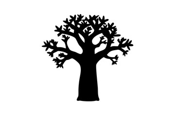 Fototapeta premium Silhouette of a Baobab Tree on a White Background africa