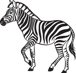 Obraz premium The image features a zebra positioned centrally, highlighting its unique striped pattern against a neutral background, Zebra vector style silhouette image