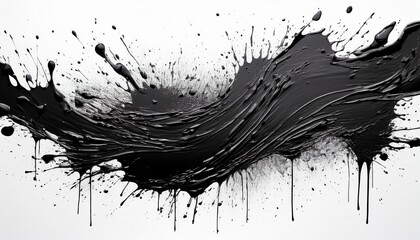 black paint splatter on white background