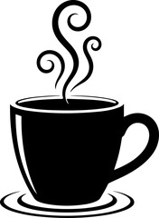 Obraz premium silhouette vector of a cozy coffee mug with steam rising in swirls 