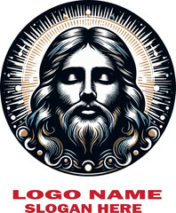 Jesus Christ Slate Engraving logo vector white background