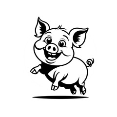 Obraz premium Whimsical flying pig silhouette in vector format—perfect for humorous designs, fantasy art, children's illustrations, and creative print projects.