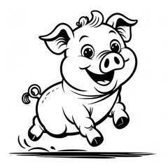 Fototapeta premium Whimsical flying pig silhouette in vector format—perfect for humorous designs, fantasy art, children's illustrations, and creative print projects.