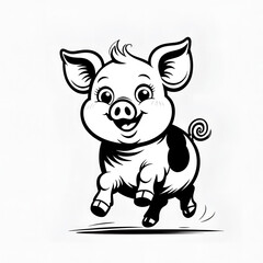 Fototapeta premium Whimsical flying pig silhouette in vector format—perfect for humorous designs, fantasy art, children's illustrations, and creative print projects.