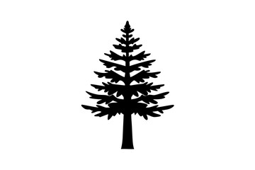 Silhouette of a blooming pine tree on a white background