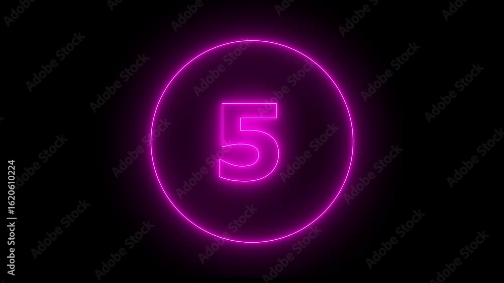 Poster glowing neon number three inside circle abstract background futuristic digital countdown element