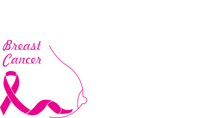 Breast cancer awareness month pink ribbon illustration silhouette