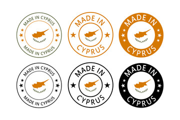 Cyprus Made in Stamp in circle with flag Vector template on white background