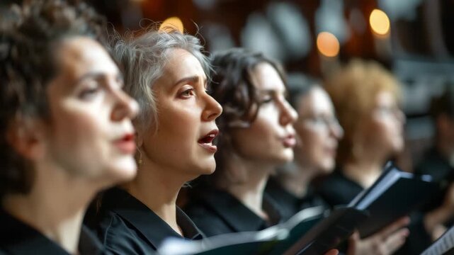 Women listening attentively during a formal event or conference in a professional setting