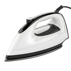 Modern electric iron with a sleek design for pressing clothes and removing wrinkles from fabric for a crisp look isolated on transparent background