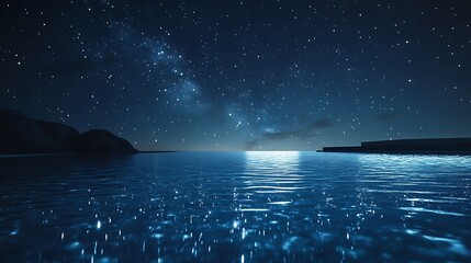 Twilight stars shimmering above a quiet infinity pool