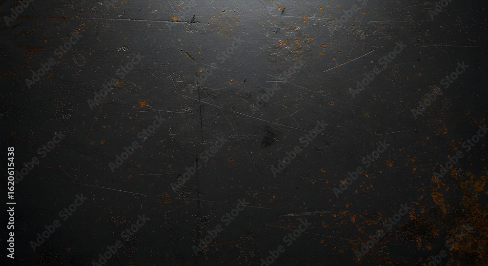 Poster a dark and textured surface with scratches and rust creating a grunge and industrial aesthetic look