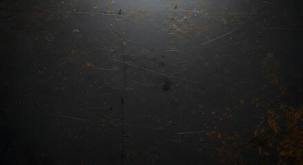 A dark and textured surface with scratches and rust creating a grunge and industrial aesthetic look