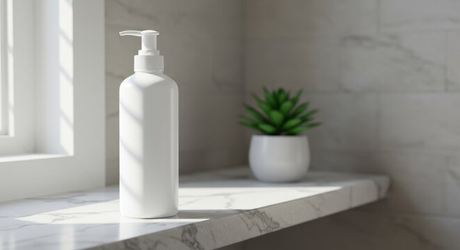 Minimalist Bathroom Essentials Soap Dispenser and Plant