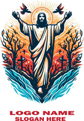 Jesus resucitado logo vector white background .