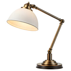 Modern white and chrome desk lamp providing bright illumination for a home office or study area isolated on transparent background