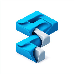 3D letter F logo in gradient blue with white background