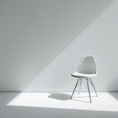 Modern white chair in sunlight isolated on white background