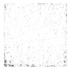 Obraz premium Scratched and speckled white surface with distressed square border on transparent background