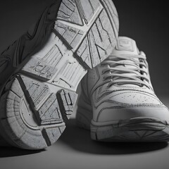 Close up of white athletic shoes isolated on white background