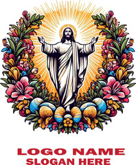 Jesus resucitado logo vector white background .