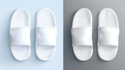 Fototapeta premium High-quality vector image of white slippers shown from above on both solid and transparent backgrounds--ideal for spa or salon branding