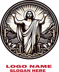 Jesus resucitado logo vector white background .