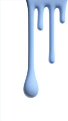 Blue paint dripping on white background creating smooth artistic effect