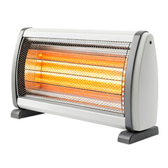 Portable electric heater providing warmth during cold winter months in a cozy home environment isolated on transparent background