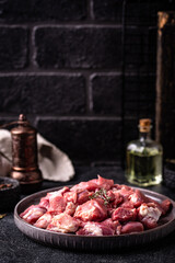 Raw chopped meat with spices