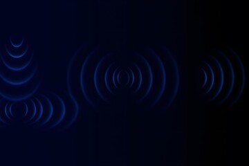 Glowing Blue Sound Waves or Ripples on Dark Background