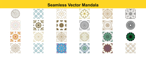 Geometric Floral Mandala Patterns seamless