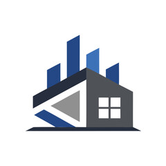 Fototapeta premium Vector art of building architecture icon isolated on white background for real estate