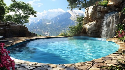 Hidden mountain pool with crystal-clear waters
