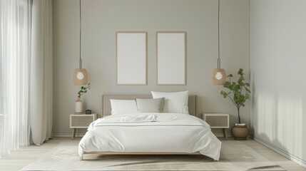 Bright and Cozy Minimalist Bedroom Design Featuring an Abundance of Inviting Natural Light and Airy Serenity
