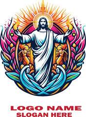 Jesus resucitado logo vector white background .
