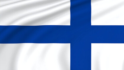 Obraz premium Finland flag with white field and blue Nordic cross shifted toward the hoist, symbolizing purity, lakes, and Scandinavian unity.