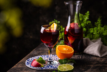 Traditional Spanish sangria from red wine