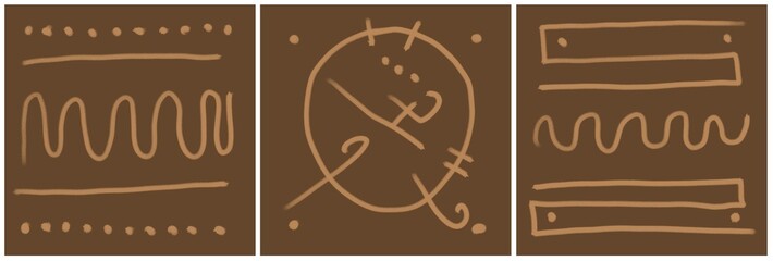 Modern interior triptych. The picture is painted by hand on a tablet.