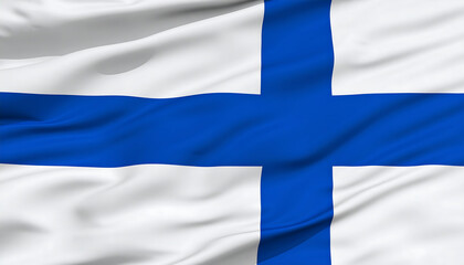 Obraz premium Finland flag with white field and blue Nordic cross shifted toward the hoist, symbolizing purity, lakes, and Scandinavian unity.
