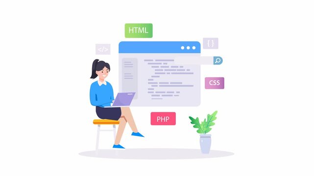Web development modern flat design concept. video animation 4k clip		