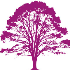 Fototapeta premium majestic purple tree silhouette isolated on transparent background: vector illustration