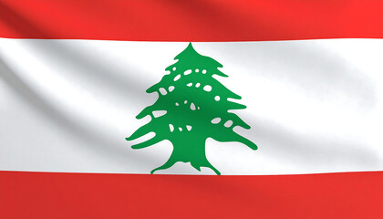 Lebanon flag with horizontal red-white-red stripes and central green cedar tree symbolizing peace, resilience, and heritage.